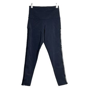 Onzie Pants Womens S/M Black Side Runner Midi Legging Side‎ Mesh Gym Athleisure